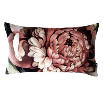 Dark Floral II Black Saturated on Silk Satin Cushion (28 x 48 cm)