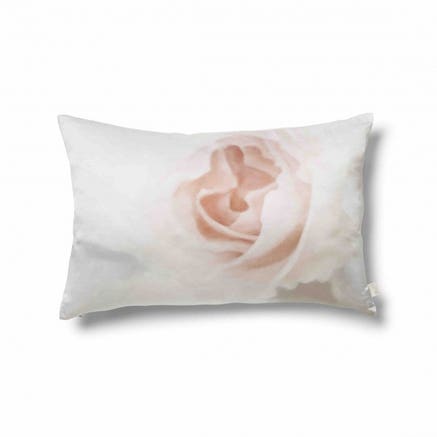 Incandescent Rose on Silk Satin Cushion by designer Ellie Cashman