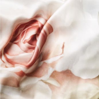 Incandescent Rose on Silk Satin Fabric by designer Ellie Cashman 