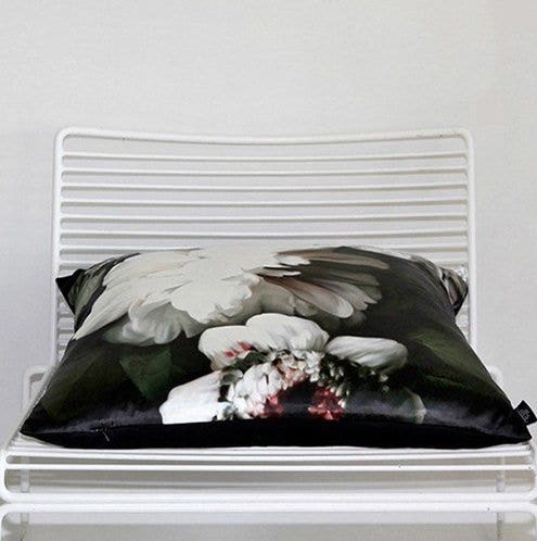 Dark Floral On Silk Satin Floral Cushion Ellie Cashman Design