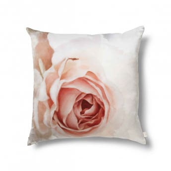 Incandescent Rose on Silk Satin Cushion by designer Ellie Cashman
