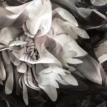 Dark Floral II on Silk Voile Fabric by designer Ellie Cashman