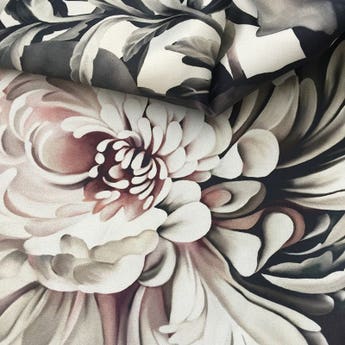Dark Floral II on Polyester Duchess Fabric by designer Ellie Cashman